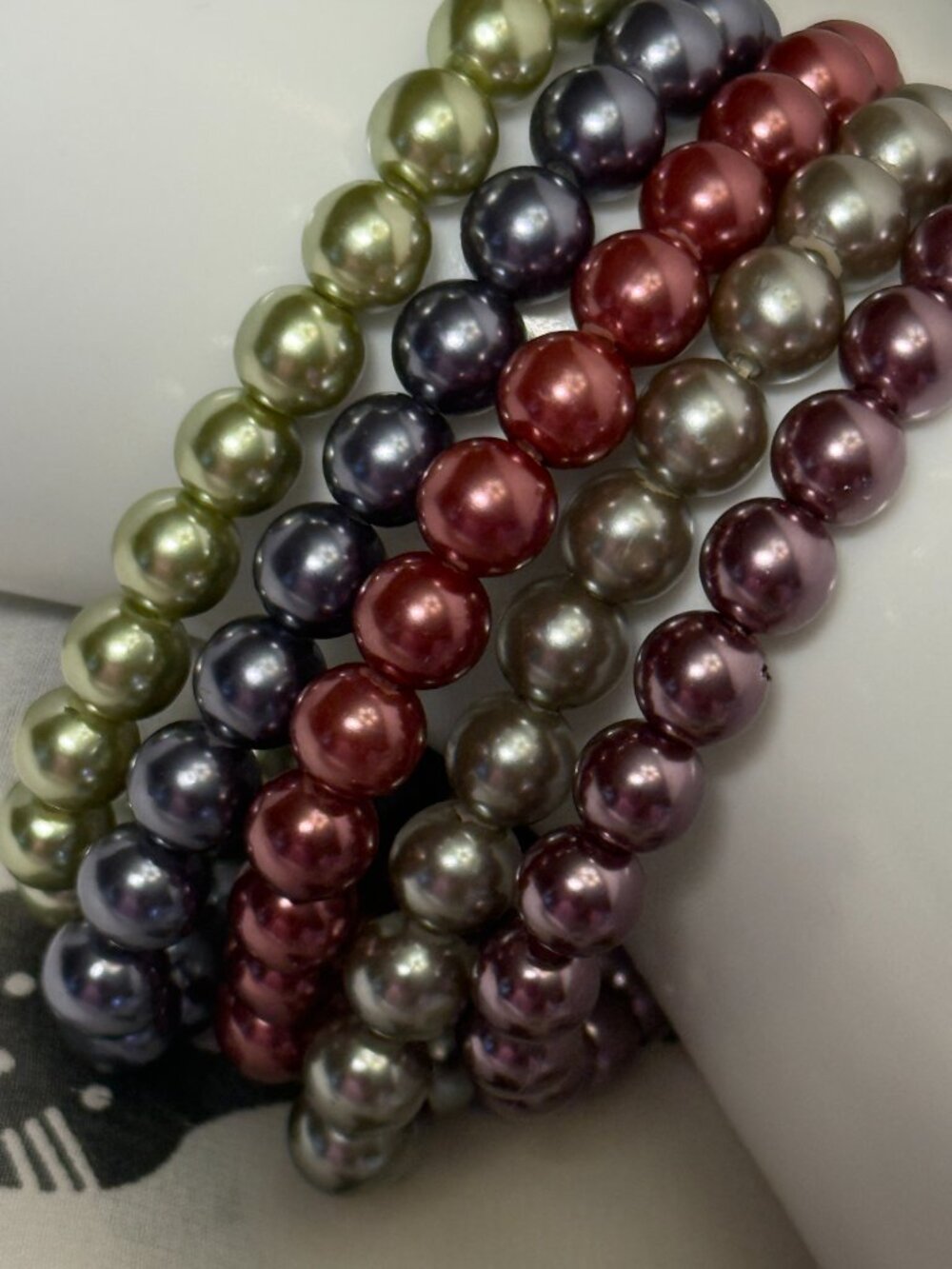NEW Five 5 Stretchy Beaded Bracelets Multicolored Matte Beads Purple Green NWT